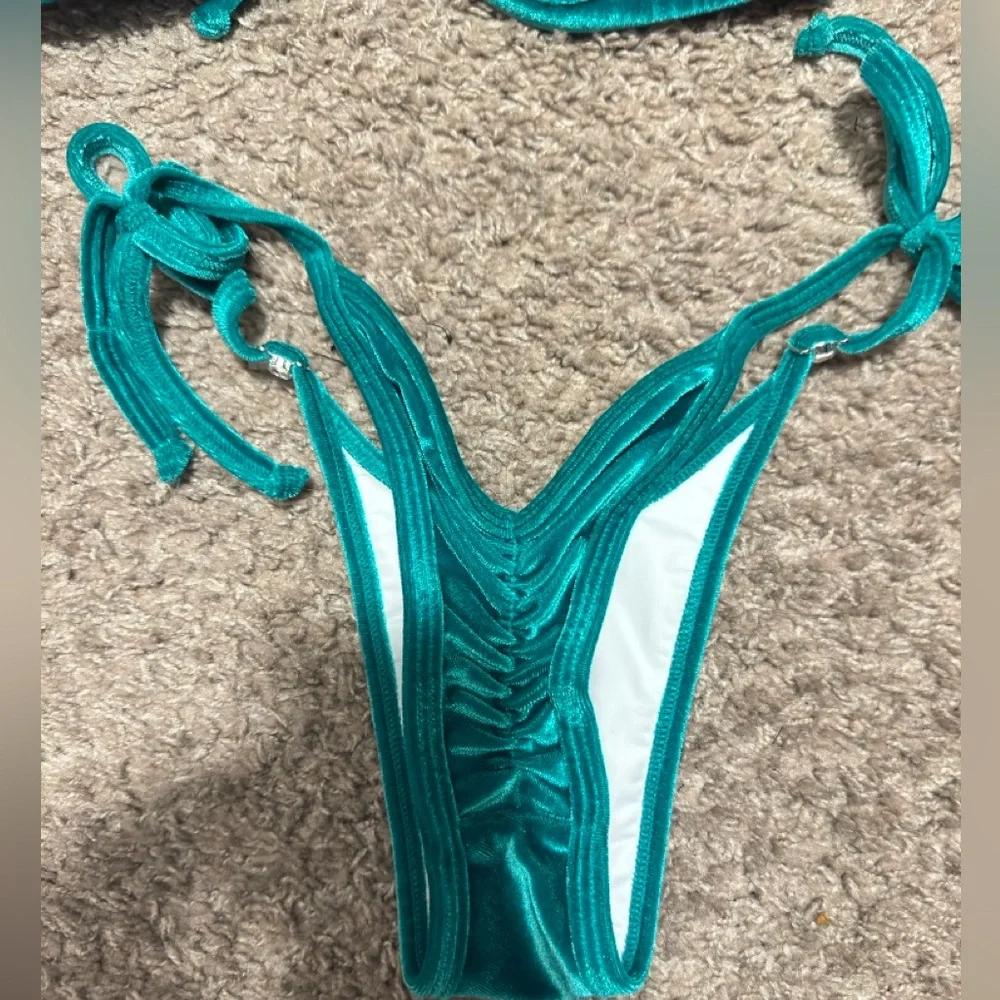 Toxic angelz Teal velvet Triangle String Bikini